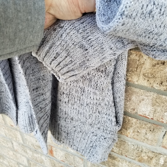 Sonoma Gray Metalic Open Front Sweater Cardigan (Womens Small) Cable Knit Long - Picture 8 of 9